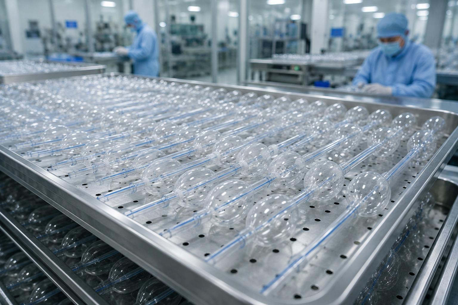 Medical laboratory technician working with precision tubing